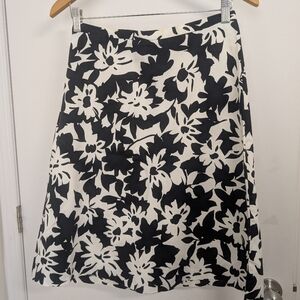 SIMONS BLACK AND WHITE COTTON MIDI SKIRT